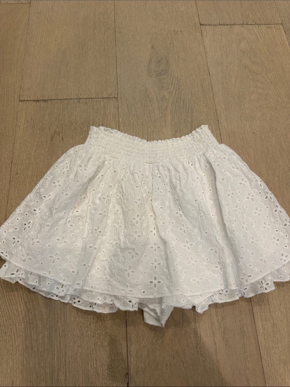 Splendid White Smocked Eyelet Skirted Shorts